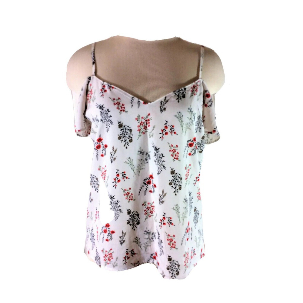 Forever 21 Top Sz Small Floral Multi-Color Cold Shoulder V-Neck Spaghetti Straps